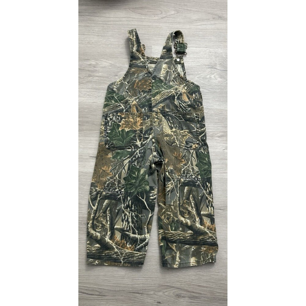 Cabela’s Toddler green Camouflage camo hunt fish outdoor Bib Overall Size 2T
